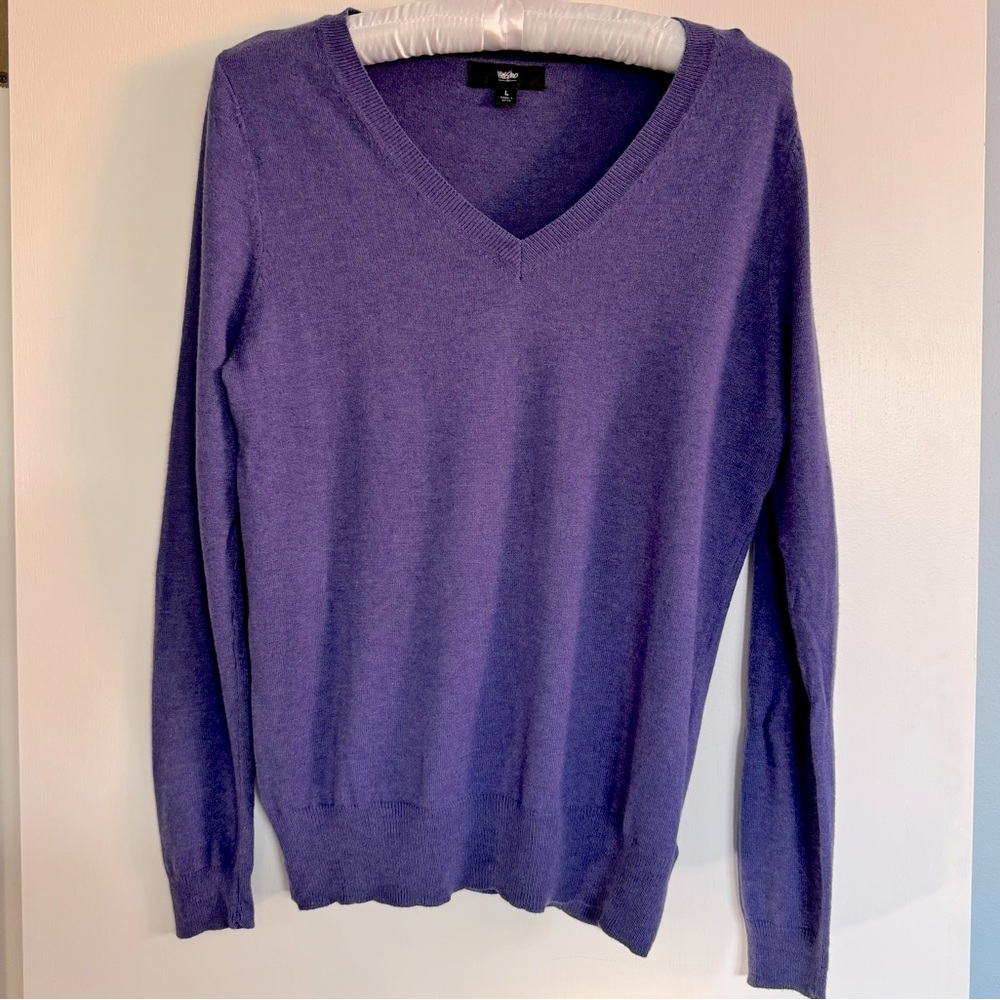 Mossimo large purple sweater fall lightweight cozy sleeves v-neck top v neck L